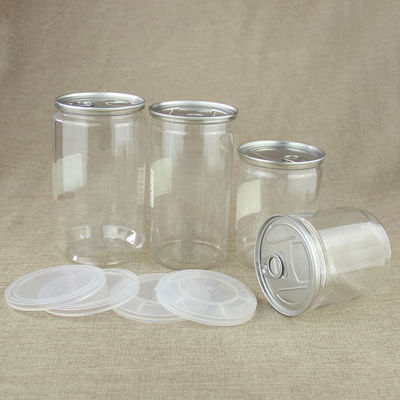 Custom Round PET Pop Top Can Clear Pet Jars Food Nuts Packaging