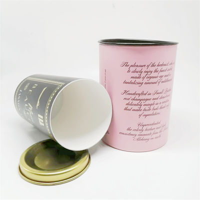 Custom Logo Food Grade Laundry Beads Cylinder Coffee Tea Kraft Paper Tube With Metal Lids