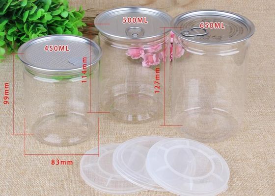 PET Tube Cans Clear Pet Jars Aluminum Easy Open End For Tea / Coffee
