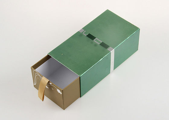 Green Rectangle Drawer Boxes Paper Tube Packaging For Cosmetics / Healthy Food