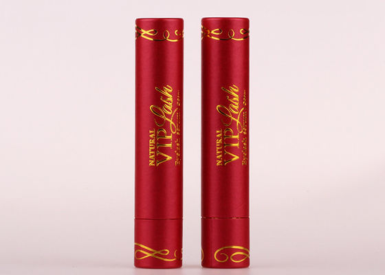 Customised Gold Staming Red Paper Tube Packaging For Eyelash Grower Tube Packing