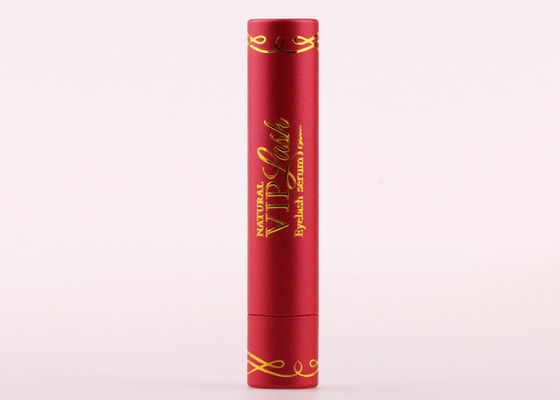 Customised Gold Staming Red Paper Tube Packaging For Eyelash Grower Tube Packing