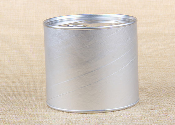 Silvery Color Paper Cans Packaging With Aluminium Easy Open Lip + PE Cap