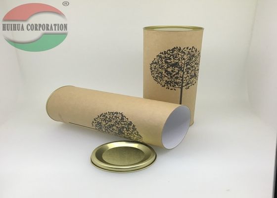 Wine Bottle Kraft Paper Tube Packing with Printed Logo / Wooden Cork Lid