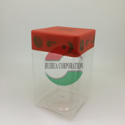Wide Mouth Square Transparent PET Bottles , Clear Pet Jars Oatmeal Can