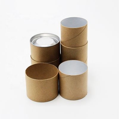 OEM Custom Design Biodegradable Foil Inner Paper Tube Can Packaging With Metal Cover