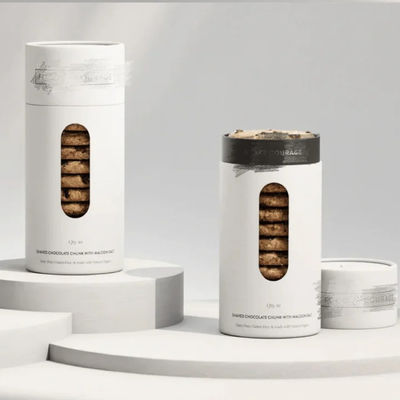 Food Grade Bio-Degradable Round Paper Tube With Window For Cookie Candy Stamping And Vanishing Printing Paper Can Packaging