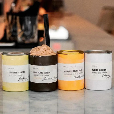 Eco Friendly Empty Round Cardboard Ice Cream Food Paper Tube Packaging With Seal Metal Lid