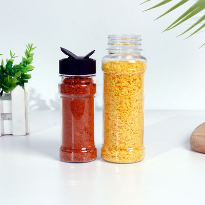 Customized Samples Spice Pepper and OEM Branding Shaker Lid Jar for Clear Plastic Cylinder 200ml Shaker Lid Bottle