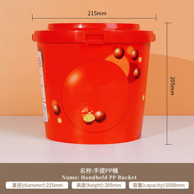1L Plastic Bucket Handle Food Grade Bulk Decorative Christmas Gift Toy Package Mold Labeling for Ice Cream Biscuit Chocolate
