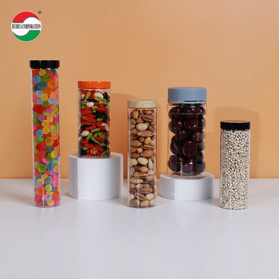 High Transparent Airting Plastic Can with Screw Top for Nuts Peanuts