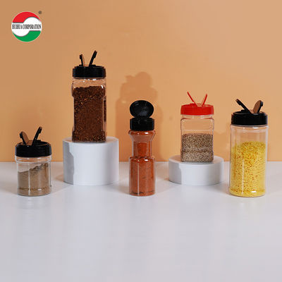 Food Grade Clear Plastic Can with Twist Lids Butterfly Open Lids for Seasoning Spice Salt Sugar