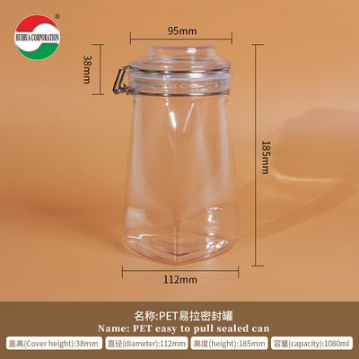 1080ML Recycled Used Transparent Storage Plastic Bottles Clear PET Cans Sealed Jar With Screw Lid for Pet food Coffee
