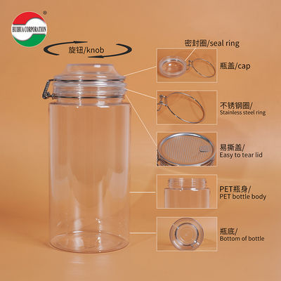 1660ML Recycled Used Transparent Storage Plastic Bottles Clear PET Cans Sealed Jar With Screw Lid for Pet food Coffee