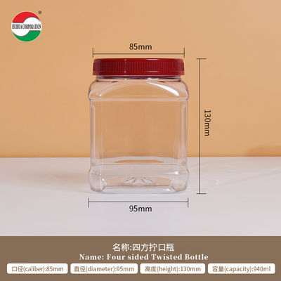 Food Grade PET Square Jar Screw Cap Direct Plastic Bottle For Clear Plastic Jars Candy Oatmeal Snacks Dried Fruit Empty Storage
