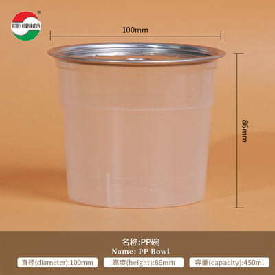 High-temperature Sterilization Heat Resistance and Freezen Container PP Material Plastic Can PP Bowl with Aluminum Easy Open Lids PE Cap for Pepperpaste