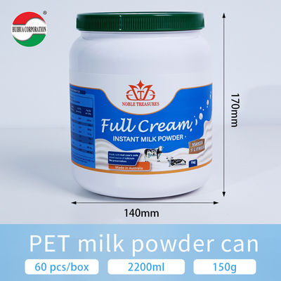 BPA-Free 1000ml/2000ml PET Plastic Bottle with Screw Top for Milk Powder and Supplements