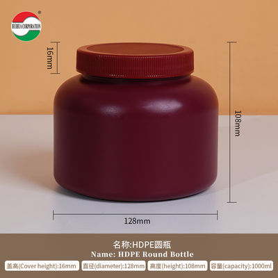 Clear Plastic Cylinder 1000ml HDPE Bottle for Weed Packaging PET Can with Good Sealing HDPE1000