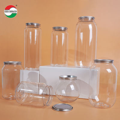 250ml 330ml 400ml 500ml 700ml Custom Size PET Bottle Jar Packaging Beverage Cans Made From Food Grade PET Material Transparent With Press Cover Easy Open Lid