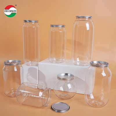 250ml 330ml 400ml 500ml 700ml Custom Size PET Bottle Jar Packaging Beverage Cans Made From Food Grade PET Material Transparent With Press Cover Easy Open Lid