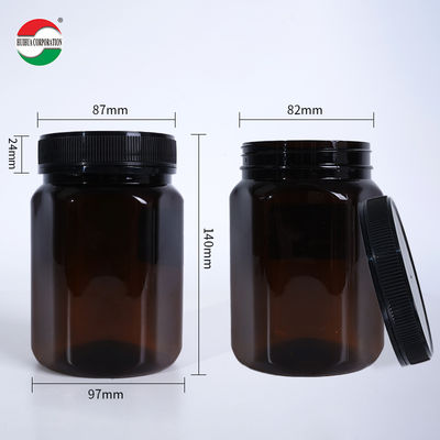 Customized Colorful Screw Cap Black PET Plastic Jar with Gasket for Nutrition Vitamins Soft Candy Dried Fruit