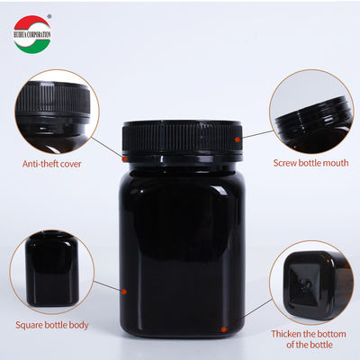 Black Custom Food Grade Airtight Plastic PET Jar Sealed with Aluminum Gasket for Dried Fruit Snack Chocolate Honey