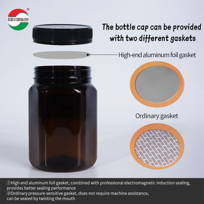 Black Custom Food Grade Airtight Plastic PET Jar Sealed with Aluminum Gasket for Dried Fruit Snack Chocolate Honey