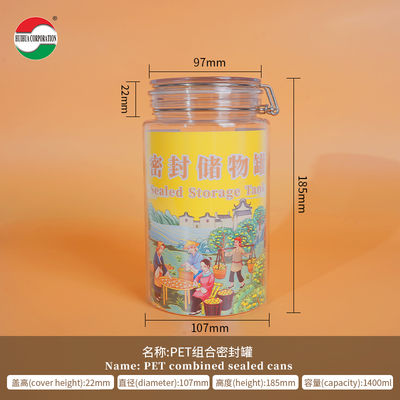 Low MOQ Good Airtight 1000ml 1500ml 1800ml PET Jar Plastic Can for Storage