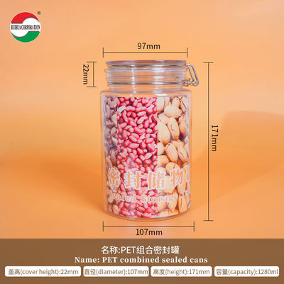 Low MOQ Good Airtight 1000ml 1500ml 1800ml PET Jar Plastic Can for Storage
