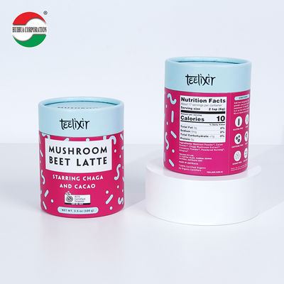 Custom Design Food Grade Tea Container Packaging Recyclable Material Luxury Candy Round Gift Boxes Kraft Paper Tube Cylinder With Seal Metal Lid Aluminum