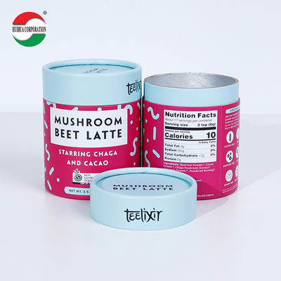 Custom Design Food Grade Tea Container Packaging Recyclable Material Luxury Candy Round Gift Boxes Kraft Paper Tube Cylinder With Seal Metal Lid Aluminum