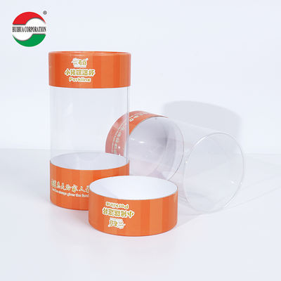 OEM Customized UV Gold Stamping Printing Cardboard Paper Tube Can Packaging with Clear PVC Window for Gift Toy Doll