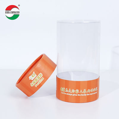 OEM Customized UV Gold Stamping Printing Cardboard Paper Tube Can Packaging with Clear PVC Window for Gift Toy Doll