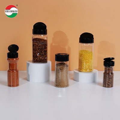 High Quality Good Transparent PET Can Plastic Jar with Butterfly Lids Screw Top Cap for Spice Seasoning Food Plastic Container Storage