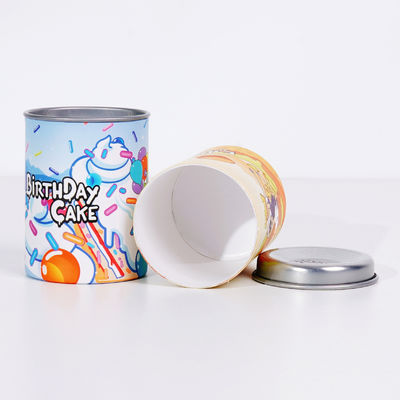 Custom Printing Cardboard Cylinder Paper Tube Ice Cream Packaging With Embossed Logo Metal Move Lid