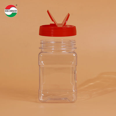 High Transparent Clear Good Airtight Food Grade 350ml Plastic Can PET Jar for Seasoning Spice Pepper Powder Salt Sugar with Butterfly Flip Lids