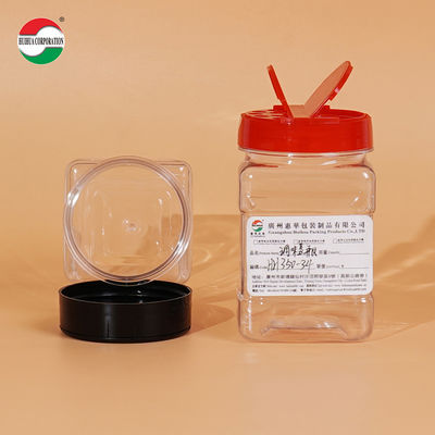 High Transparent Clear Good Airtight Food Grade 350ml Plastic Can PET Jar for Seasoning Spice Pepper Powder Salt Sugar with Butterfly Flip Lids