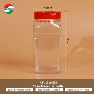 425ML Wholesale Sample Provided Plastic Spice Jars Bottles Containers With Red Black Lid Perfect For Storing Spice And Powders