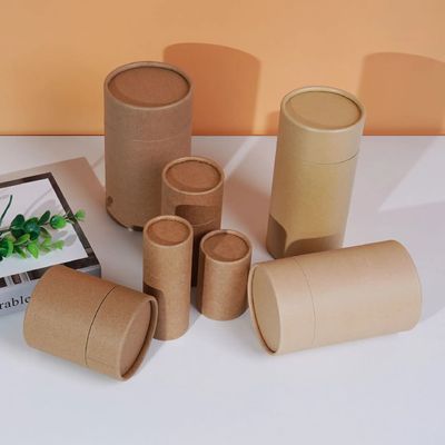 Bio-degradable Custom Food Grade Cylinder Kraft Cardboard Paper Tube for Gift Coffee Tea Matcha Poweder Packaging