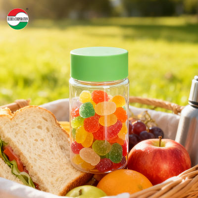 Eco-Friendly Food Grade Round PET Plastic Bottle with Color Screw Lid for Capsule Gummy Walnut Candy