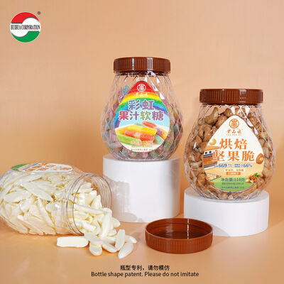 Wholesale Premium 670ml Special Shaped  PET Empty Jar with Gasket and Screw Lid for Candy Cookie Food Grade Plastic Bottle