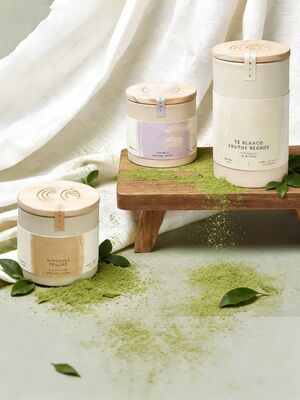 Customized Food Grade Biodegradeable Paper Tube with Wood Cover for Matcha Powder Tea