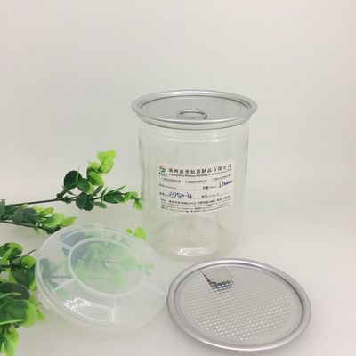 Aluminum Pull Tab Lid Clear Plastic Cylinder Containers/Food Packaging Canister