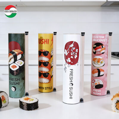 Customized Printed Biodegradable Sushi Push Pop Paper Tube Packaging Food Grade Push up Paper Canister Can