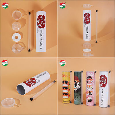 Customized Printed Biodegradable Sushi Push Pop Paper Tube Packaging Food Grade Push up Paper Canister Can