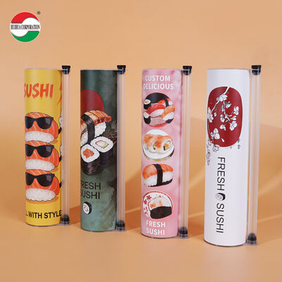 Custom Printed Eco-friendly Push Pop Sushi Cylinder Paper Tube Disposable Food Grade Sushi Packaging