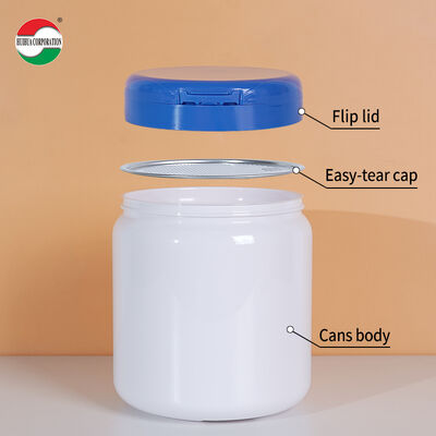 2000ML Food Grade PET Cans For Powdered Milk With Flip Plastic Cap And Spoon Empty Food Grade PET Jar With Lid