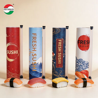 Food Grade Eco Friendly Sushi Push Pop Paper Tube Container with Customized Logo