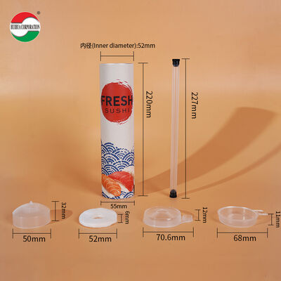 Food Grade Eco Friendly Sushi Push Pop Paper Tube Container with Customized Logo