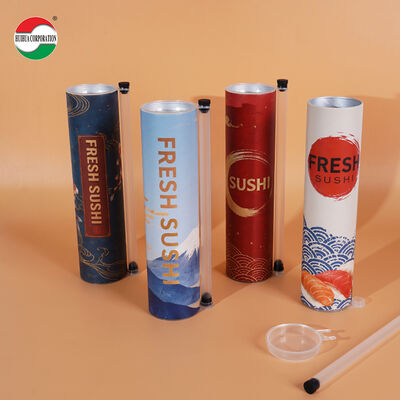 Food Grade Eco Friendly Sushi Push Pop Paper Tube Container with Customized Logo